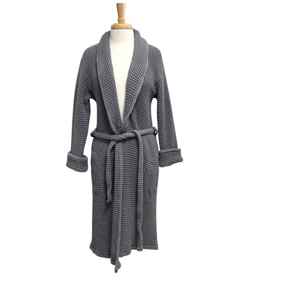 Brooklinen Dreamweave Waffle Robe 100% Turkish Cotton Gray Unisex size Large - Picture 1 of 7